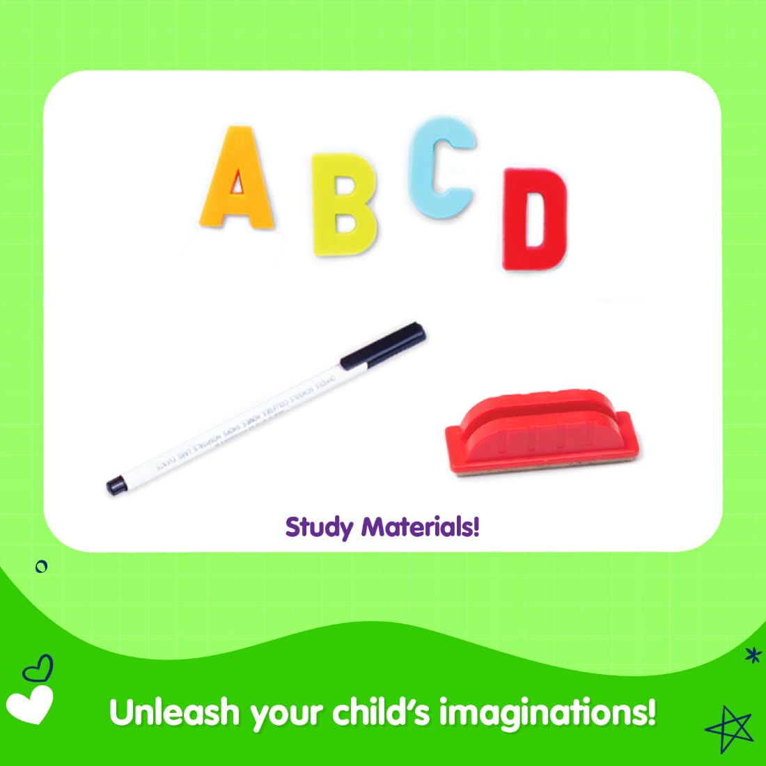 Giggles Funskool Draw N Write Desktop Slate, 4in1 Double Sided Chalk Board for Kids, Alphabet & Numbers, Encourages Learning & Development, Preschool Activity Set, Gift Set for Kid, Ages 3+ Years