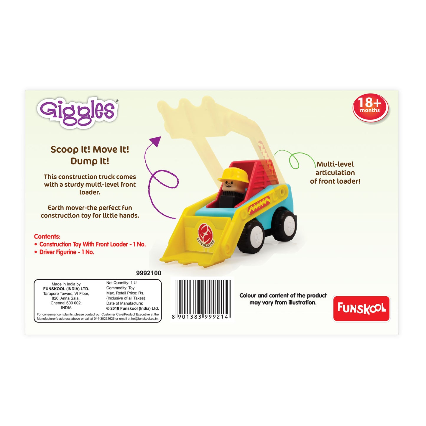 Funskool Giggles Earth Mover - Free Wheeling Construction Truck Toy