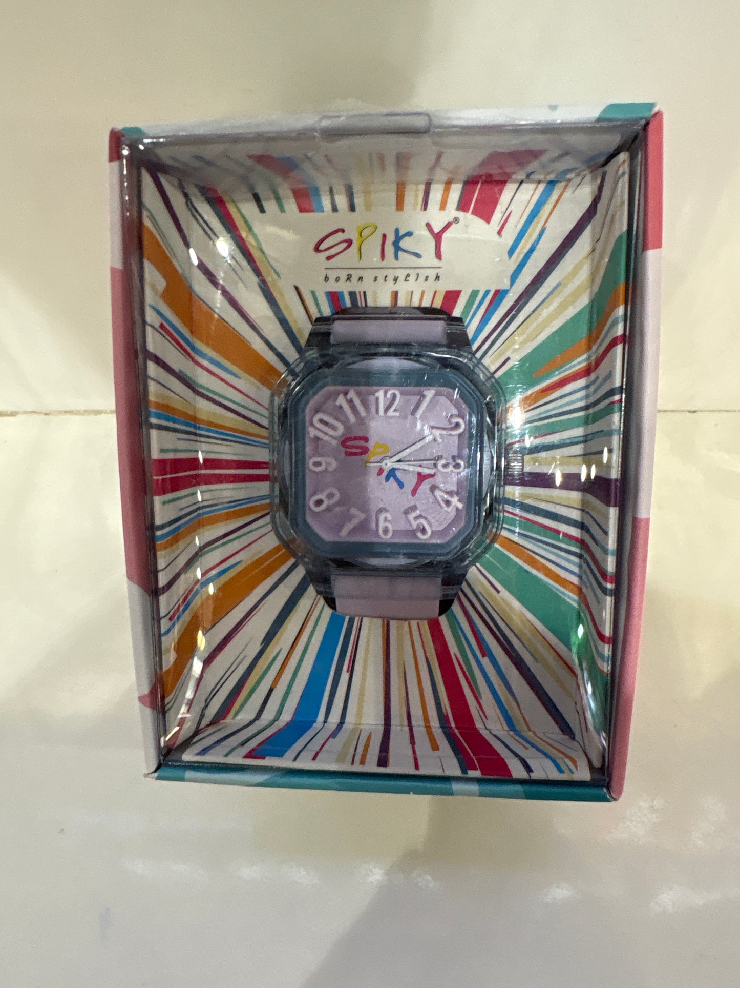 Spiky Square Analog Watch with Typography Strap