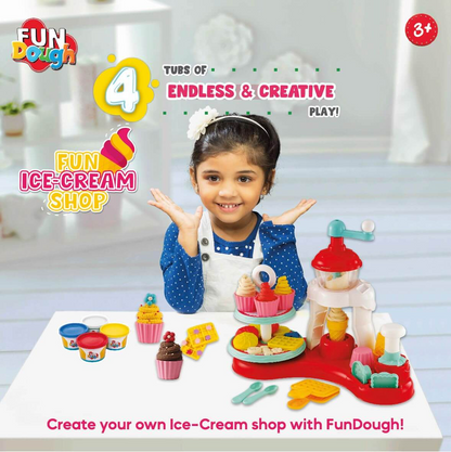 Funskool Fun Dough Ice Cream Shop Playset with 4 Dough Tubs