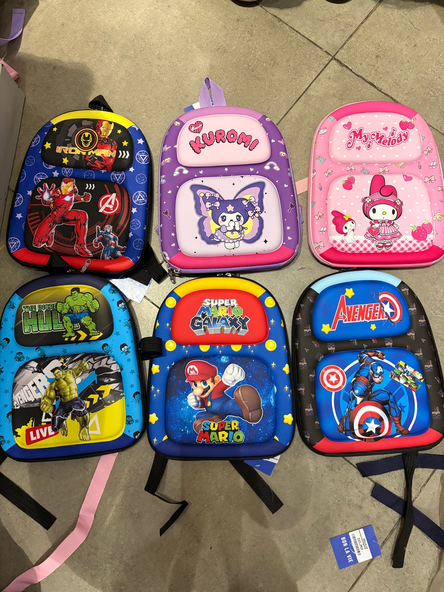 Marvel, Kuromi and Mario School Bag for Kids - Small