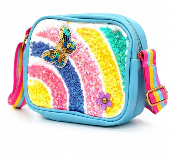 Rainbow Sequin Butterfly Crossbody Bag for Girls
