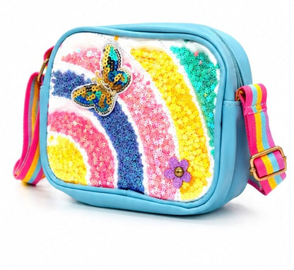 Rainbow Sequin Butterfly Crossbody Bag for Girls