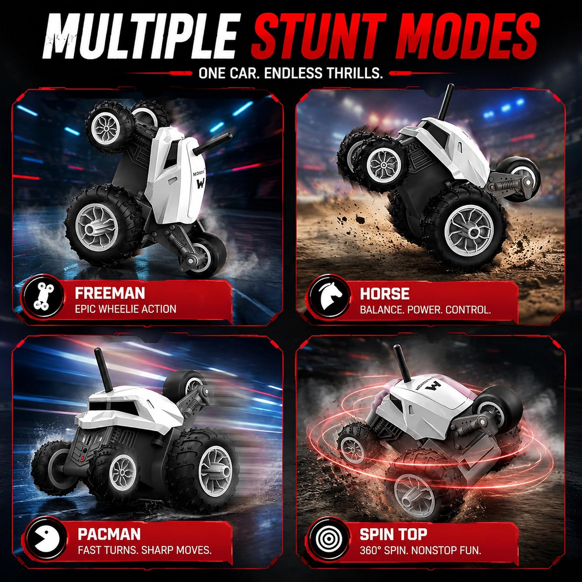 Mirana Warrior 360 Degree Stunt RC Car with Bluetooth Speaker