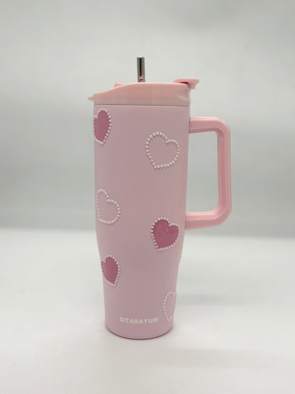 Love Heart Insulated Tumbler 1200ml with Straw