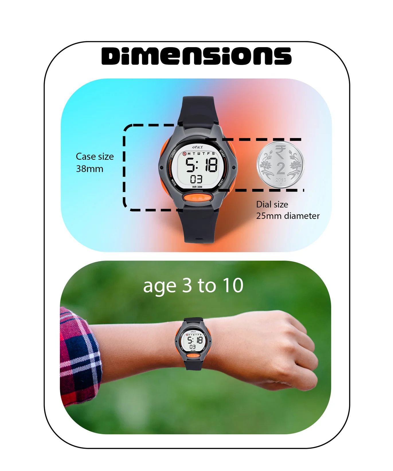 Spiky Spkeva2 Round Digital Kids Sports Watch