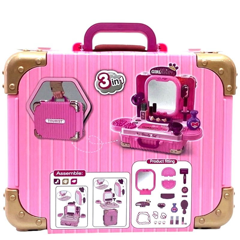 Fashion Style 3-in-1 Pretend Play Beauty Vanity Set for Girls