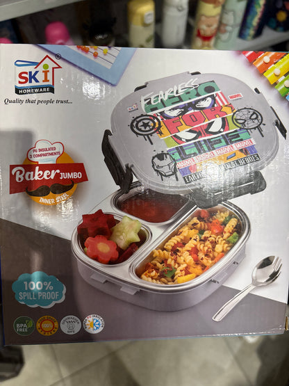SKI Marvel & Disney Kids Insulated Lunch Box with Steel Inner and Spoon
