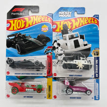 Hot Wheels Set of 4 - Mercedes-AMG Petronas Formula One Team, Draggin Wagon, Hot Wheengs, Disney Steamboat 1:64 Die-Cast