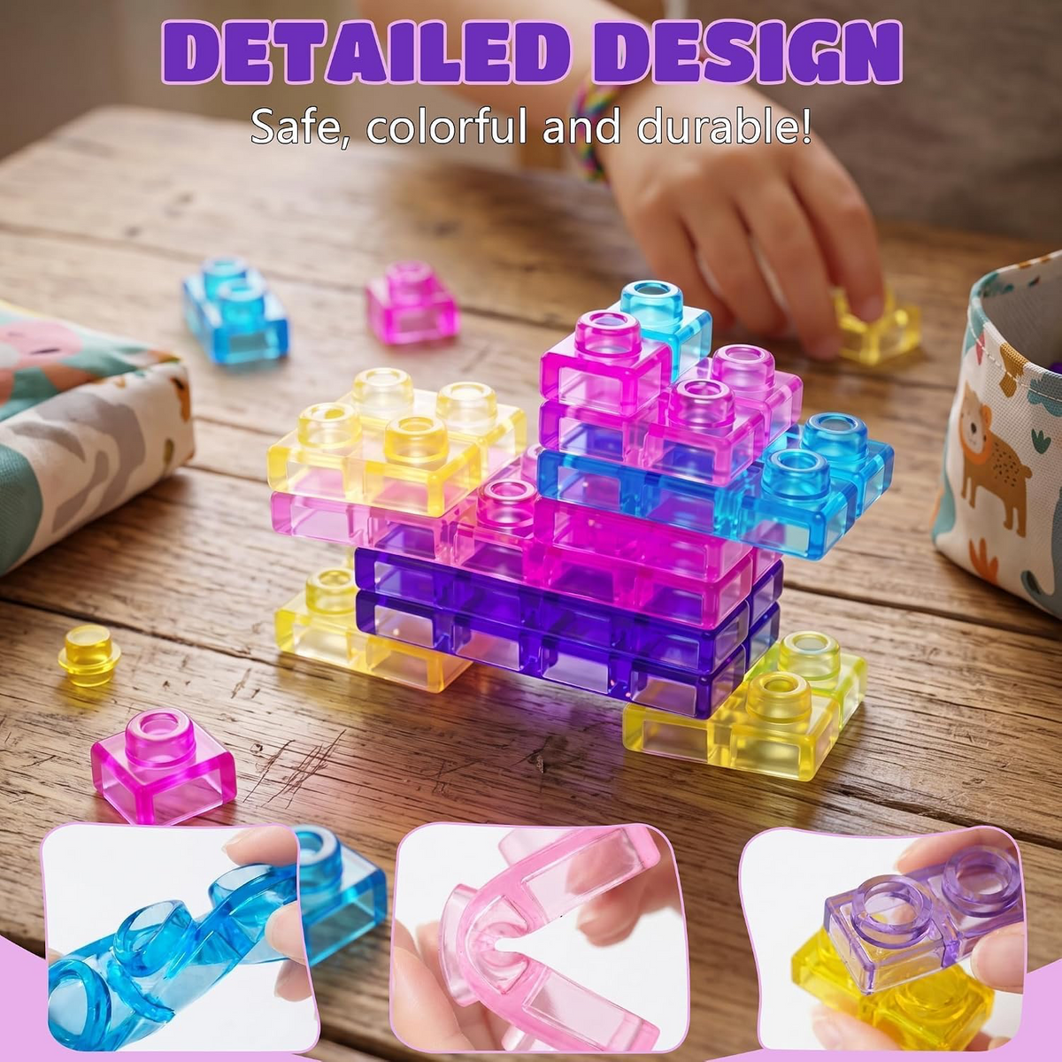 Magic Gummy Bloc – Super Soft Sensory Building Blocks Set (60 Pcs)