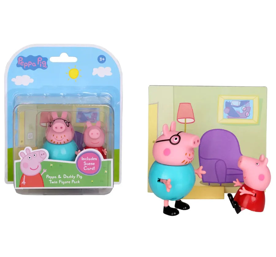 Peppa Pig And Daddy Pig Twin Figure Pack with Scene Card