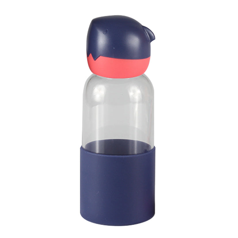 Cute Animal Cap Glass Bottle 350ml with Silicone Sleeve