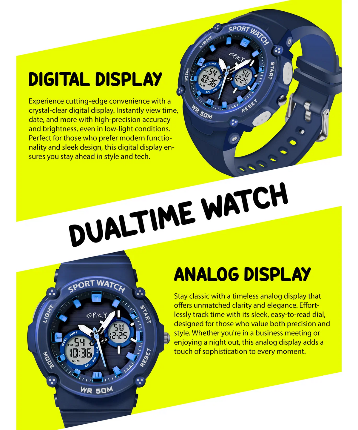 SPIKY Eva A29 Dual Display Sport Watch