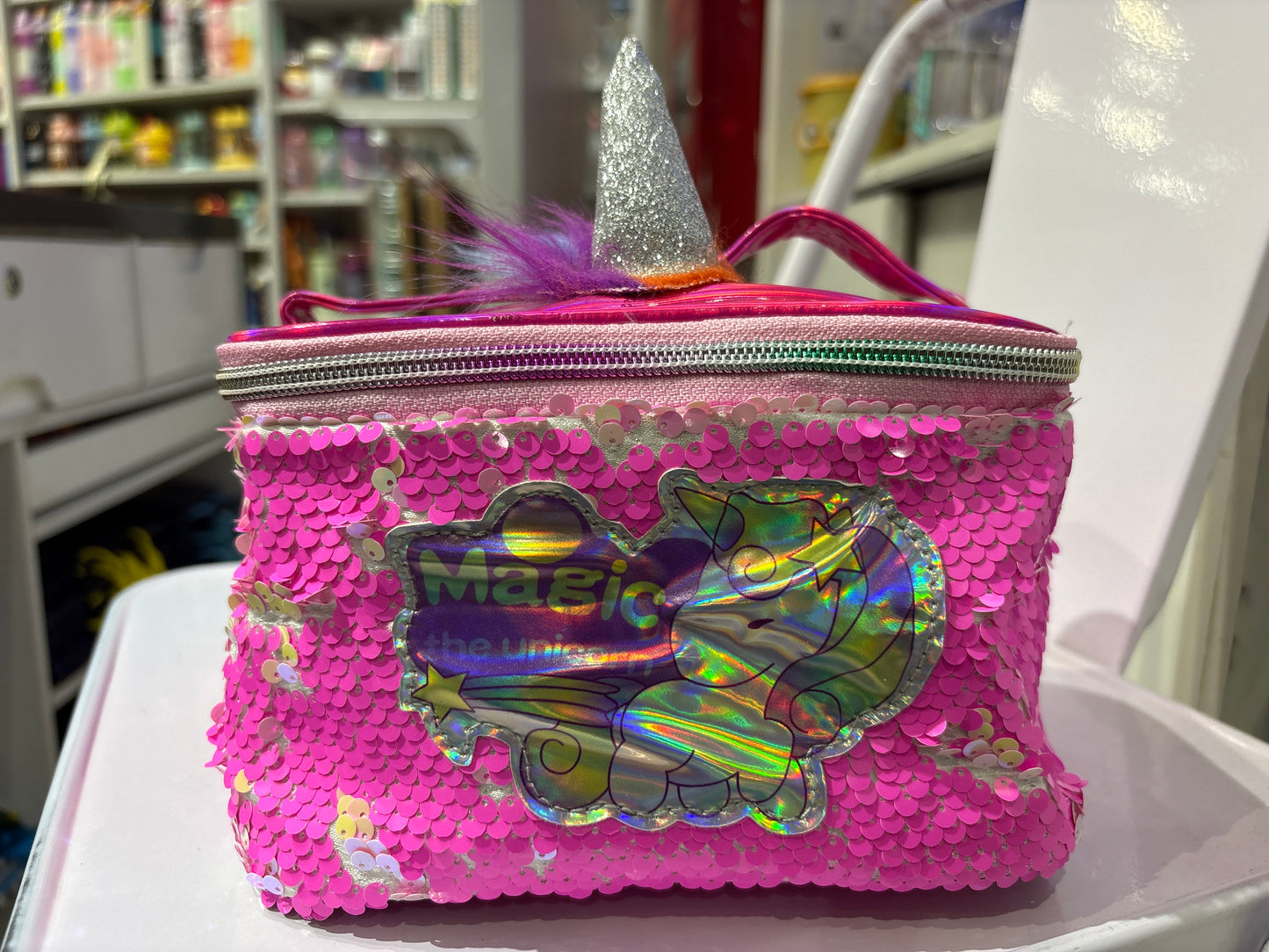 Magic Unicorn Sequin Cosmetic Pouch with Horn