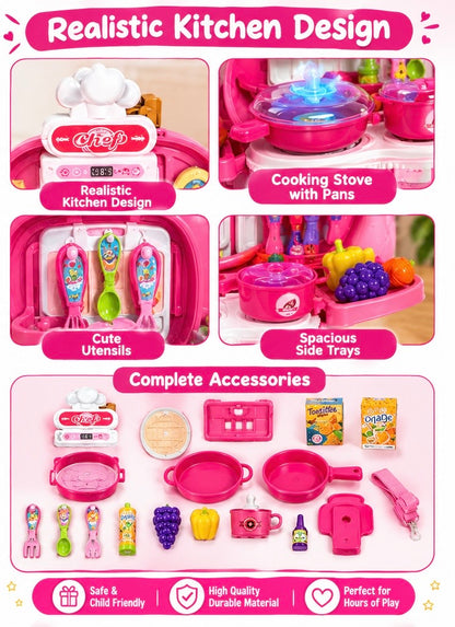 Chef 2-in-1 Kitchen Play Set for Kids, 29 Pcs with Carry Case