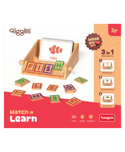 Giggles -Match N Learn, 3-in-1 Wooden Educational Toy