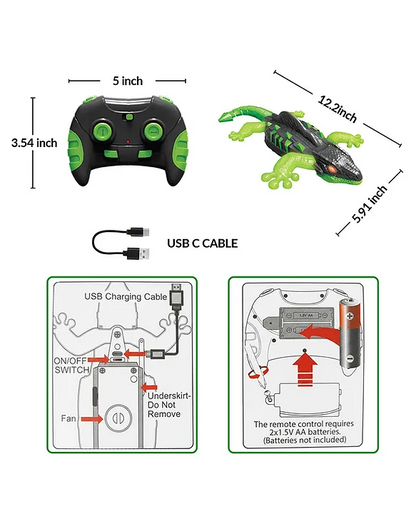 RC Wall Crawler Lizard Toy with Fluorescent Glow and 2 Game Modes