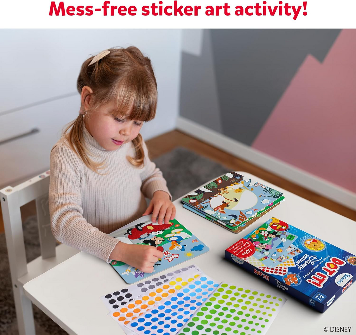 Skillmatics Dot It! Disney Edition, a mess-free sticker art activity kit