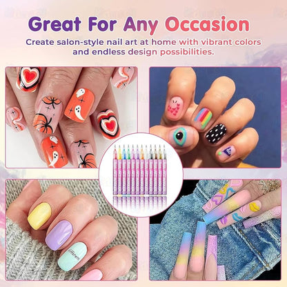 12 Colors Nail Art Marker Pen Set – Acrylic Paint Pens for DIY Nail Design