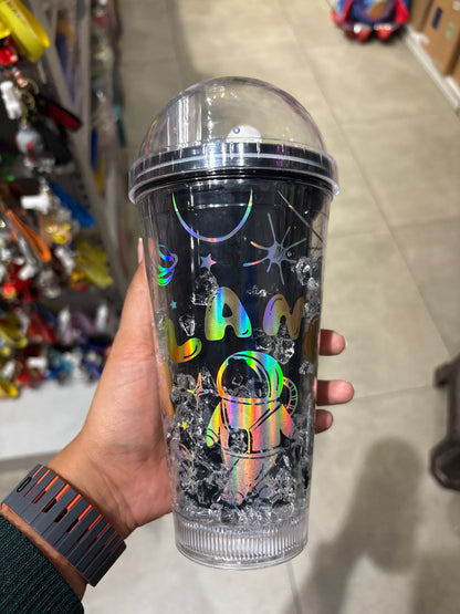 Space and Squid game Theme Sipper, Astronaut Water Bottle Sipper//Acrylic Sipper with Straw // Stylish Space Design Tumbler,Ice Look Astroanut Sipper with light