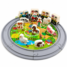 Farm Track Puzzle – 45 Pcs Wooden Track & Animal Set for Kids