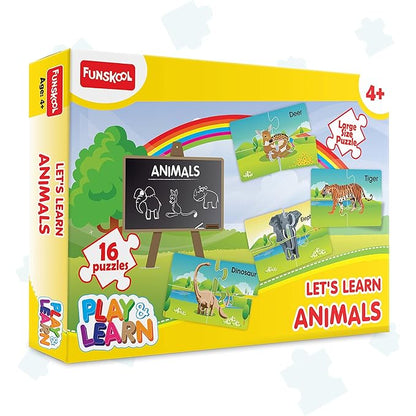 Funskool - Play & Learn-Animals,Educational,16 Pieces,Puzzle,for 3 Year Old Kids and Above,Toy,Multicolor