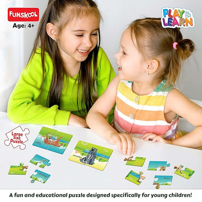 Funskool - Play & Learn-Animals,Educational,16 Pieces,Puzzle,for 3 Year Old Kids and Above,Toy,Multicolor