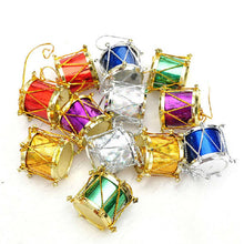 Christmas Tree Hanging Drum Ornaments - Pack of 12 Metallic Decorations