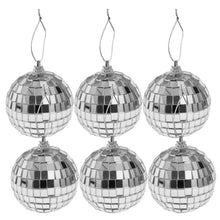 Silver Glass Mirror Disco Ball Hanging Ornaments 5cm - Pack of 6