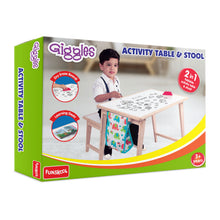Funskool Giggles - Activity Table & Stool, Wooden Kids Study Table, Dry Erase Board,Studying and Storage, 3 Years & Above, Preschool Toys