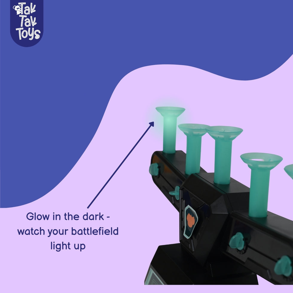 Air Shooter Floating Ball Target Game with Blaster, Glow-in-the-Dark Pedestals, Lights and Sound