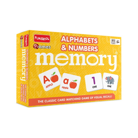 Funskool-Memory Alphabets And Nos, Educational matching picture game for children, Family Games,Strategy Board,Toys for Kids, 1 or more players, 3 years and Above, Multicolour