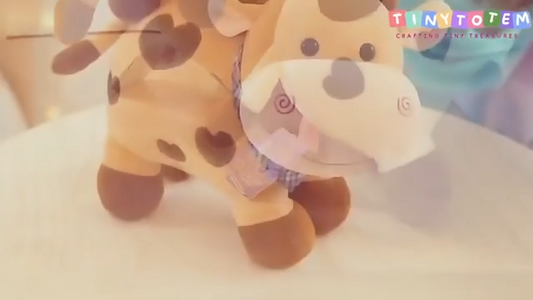 Tinytotem Standing Milky Moo Cow Plush Soft Toy Stuffed Cartoon Pet Kawai Animal Plushie Cattle Toys Doll Birthday Gifts for Friends Kids Girls Decorative Toy White 30cm