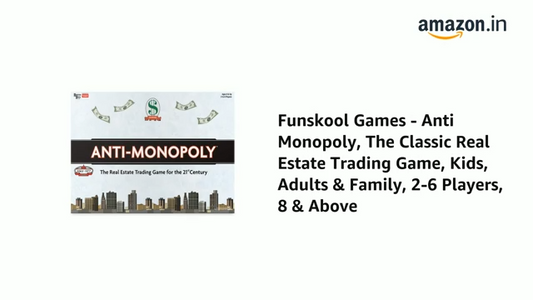 Funskool Anti Monopoly, Strategic & Mind Challenging Board Game for Kids, 2 to 6 Players, Family Fun, Learning Activity Toy for Childrens, Gift Set for Kid, Ages 8+ Years