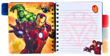 Avengers Assemble Spiral Tabbed Notebook – Marvel Superhero Diary for Kids