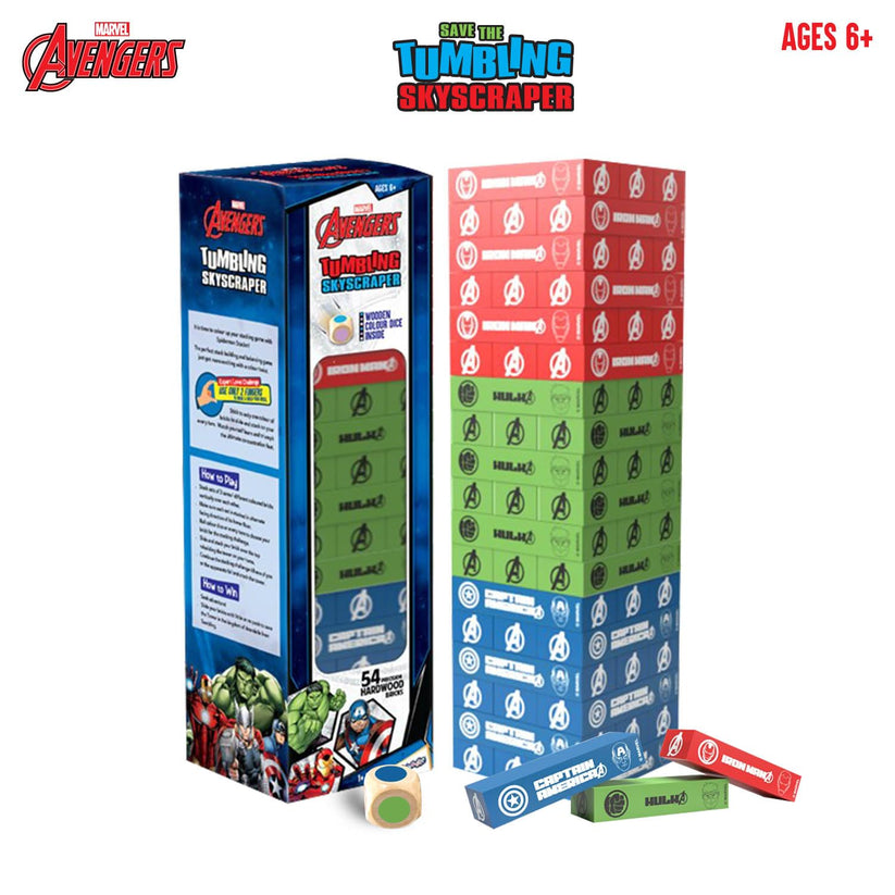 Avengers Tumbling Tower Game 54 Hardwood Bricks