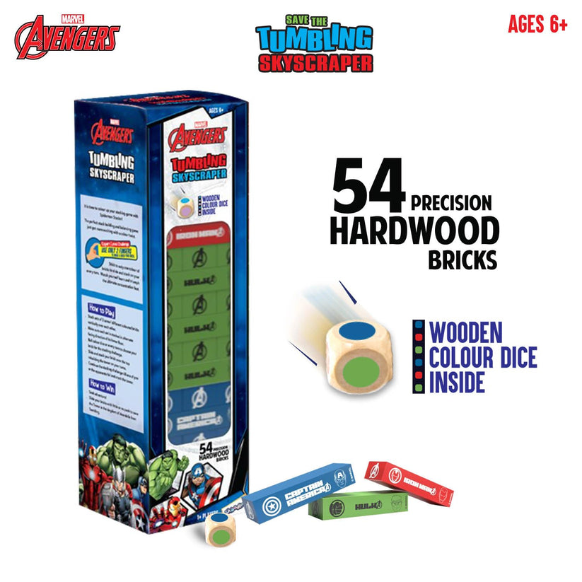 Avengers Tumbling Tower Game 54 Hardwood Bricks
