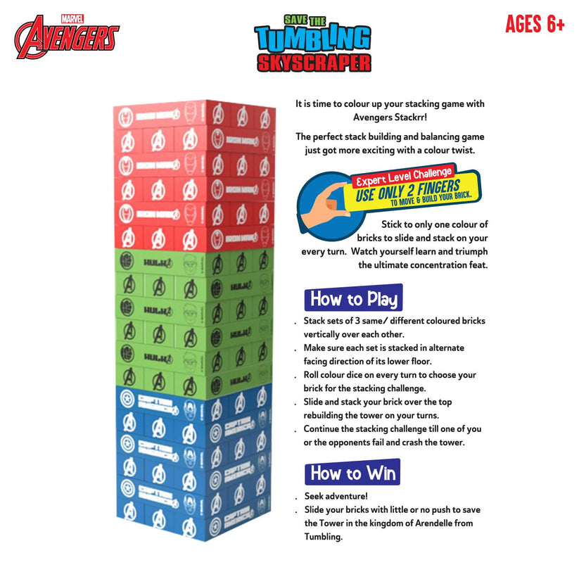 Avengers Tumbling Tower Game 54 Hardwood Bricks