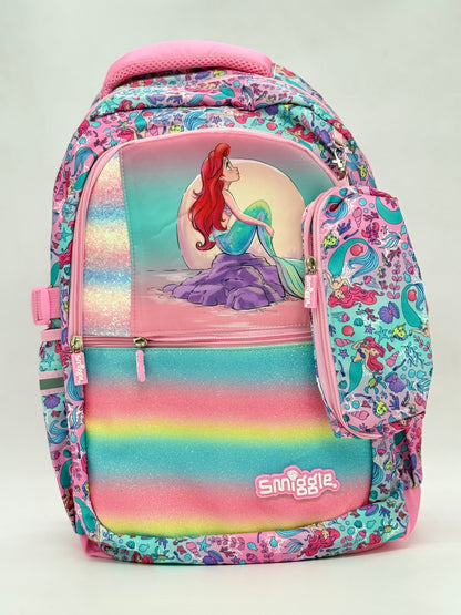 Smiggle Rainbow Mermaid School Backpack 40cm with Pencil Case