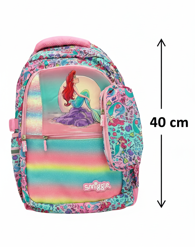 Smiggle Rainbow Mermaid School Backpack 40cm with Pencil Case