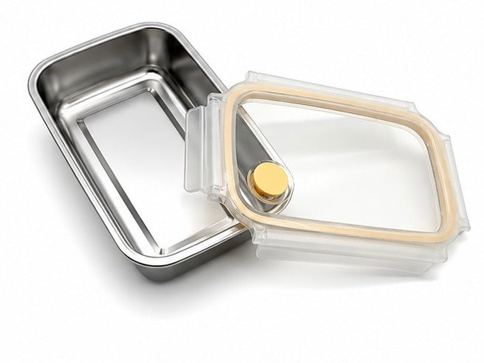 Stainless Steel Airtight Lunch Box with Clip Lock Lid 600ml