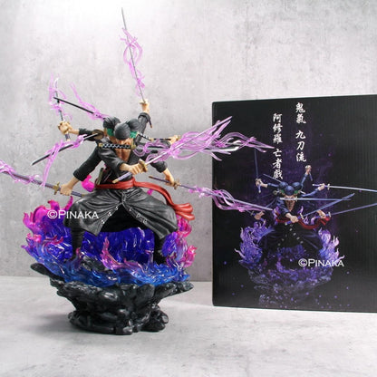PINAKA One Piece Roronoa Zoro Nine Knives Three Faces Asura Form Action Figure 28 Cms Model Toy PVC Anime Figurine Collectible