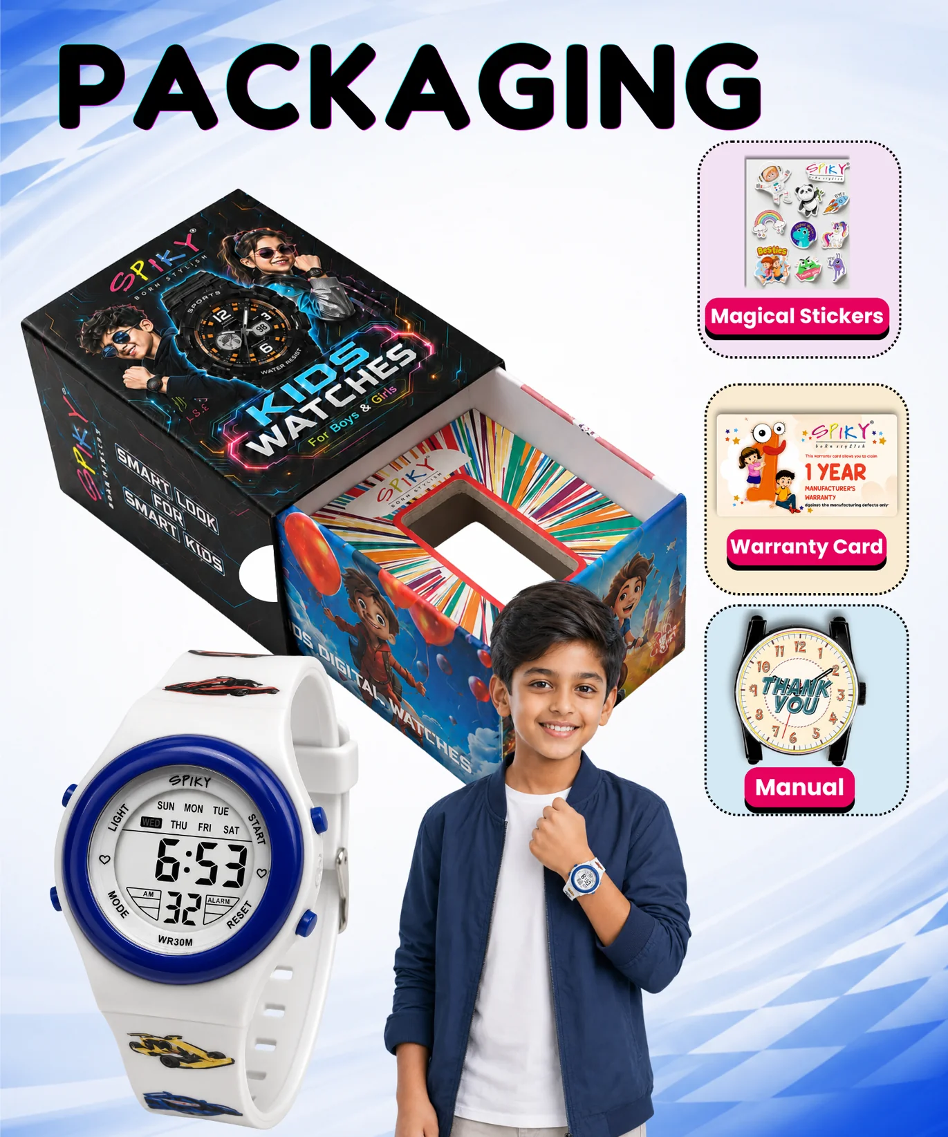 Spiky Spkeva50 Round Digital Sports Watch for Kids