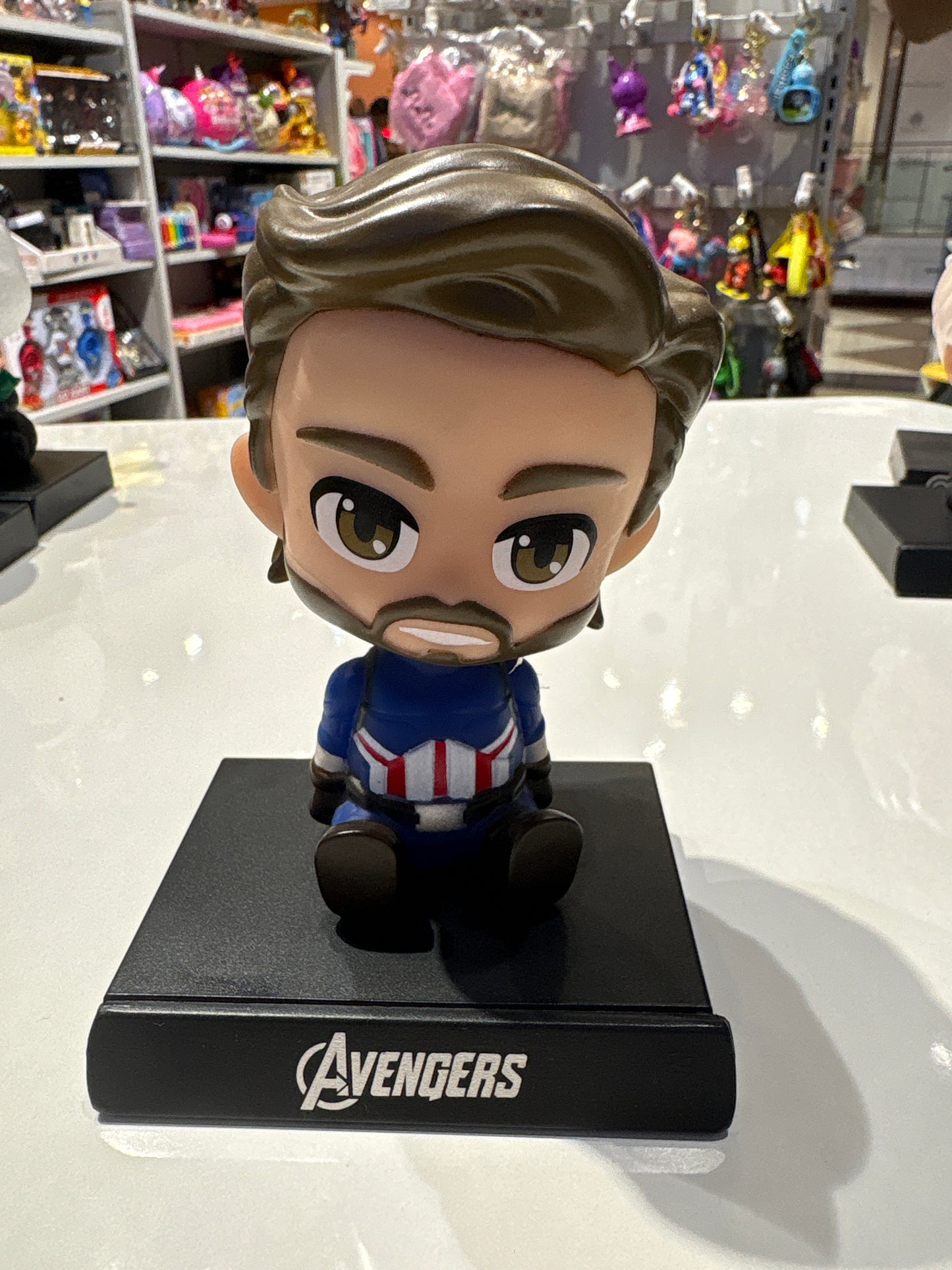 Car Dashboard and Home Decoration Accessories Bobble Shaking Head Avengers (12 Cms_Brown) Free : 3M Double Side Tape
