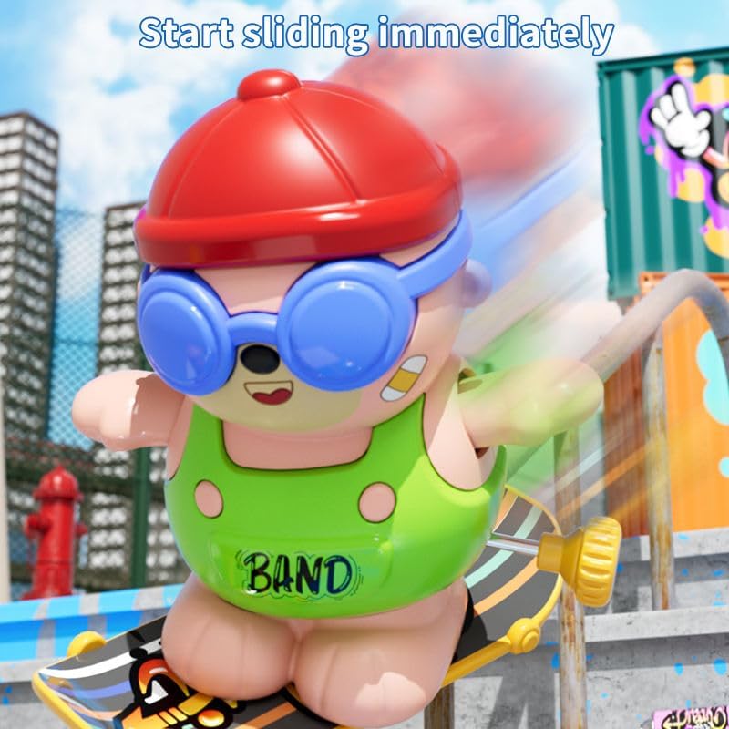Cute Mini Skateboard Bear Wind Up Toy