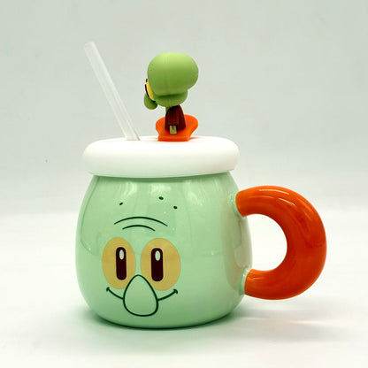 SpongeBob SquarePants Ceramic Mug with Character Topper and Straw