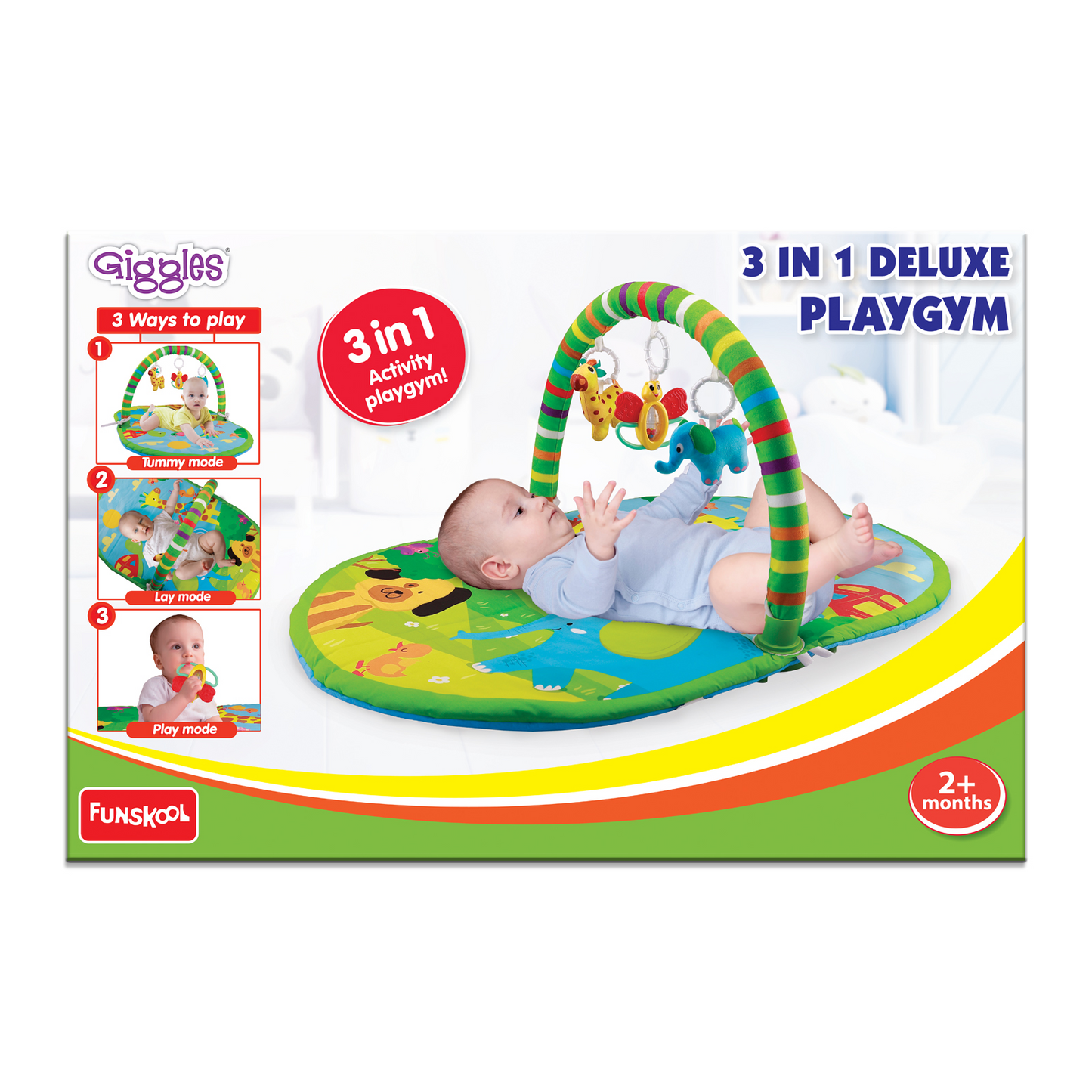 Giggles 3 in 1 Deluxe Play Gym Mat- Green