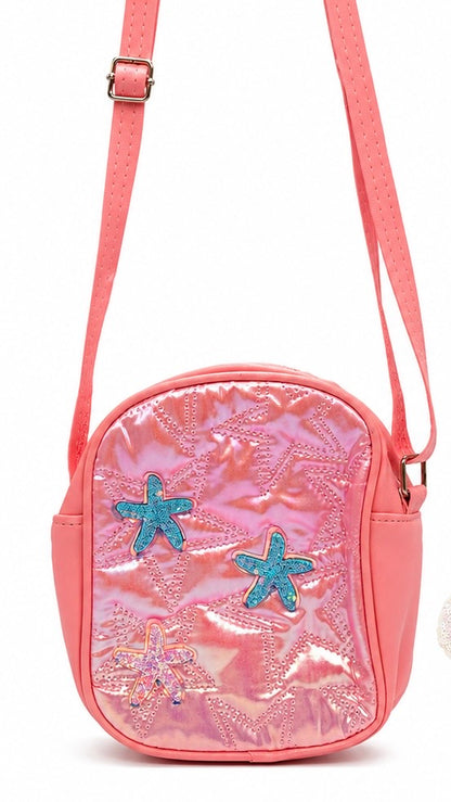 Metallic Star Patch Sling Bag for Girls