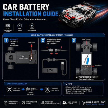 Block RC Racing Car – 1:16 Scale, 389 Pcs, 2.4GHz Remote Control