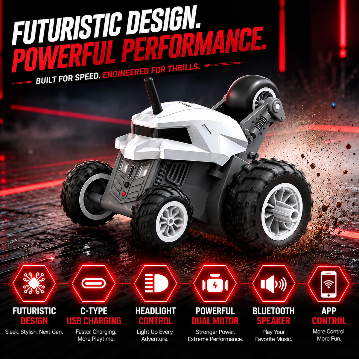Mirana Warrior 360 Degree Stunt RC Car with Bluetooth Speaker